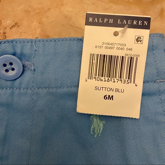 NEW Ralph Lauren Cotton Blue Shorts Size 6M - Picture 3 of 4